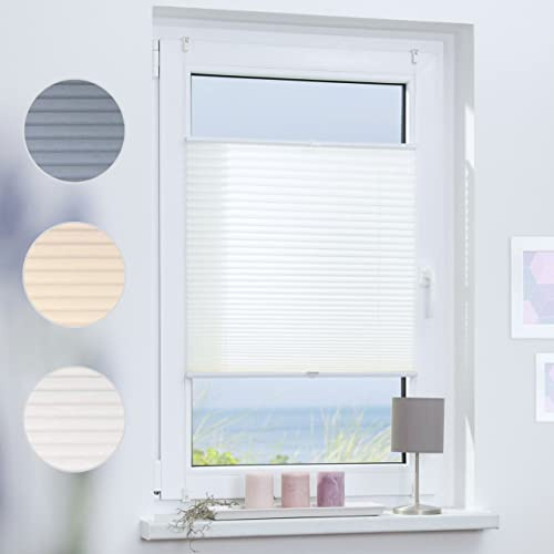 TEKONA Plissee Faltrollo Jalousie Rollo Ohne Bohren Klemmfix Easyfix Fenster Tür - Grau, 70 cm x 130 cm (B x L)