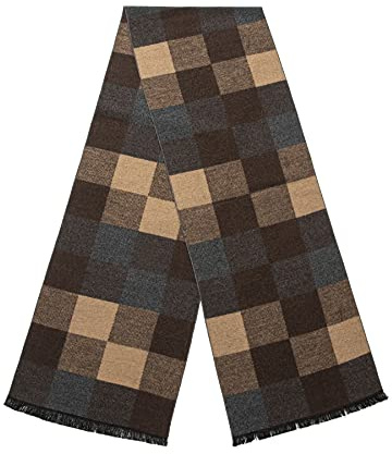 Lindoro Pure Wool Checked Scarf (Camel Multi Checked)