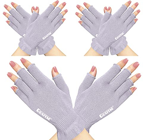 GSAFEME Cotton Gloves for Dry Hands - Fingerless Touchscreen Moisturizing Gloves for Sleeping - Cotton Eczema Gloves for Men and Women, Purple L/XL 3 Pairs