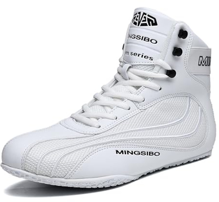 Zapatos de boxeo para hombre, zapatos de lucha libre, juveniles, muay thai, kickboxing, boxeadores, entrenadores, artes marciales, transpirables, bodybuilding boxing, Blanco 96, 46 EU