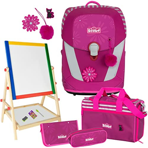 Pretty PINK - Katze - Scout Sunny II mit Funny Snaps® Schulranzen-Set 5tlg. - SCHREIBTAFEL GRATIS DAZU
