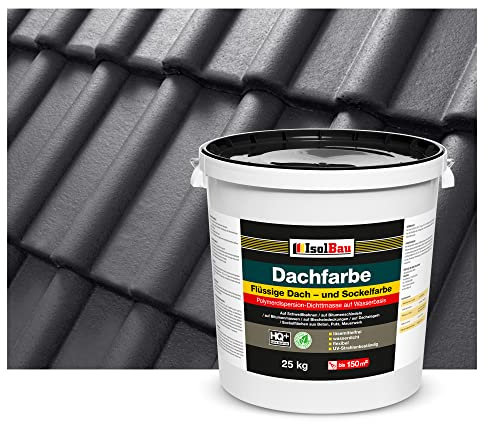 Isolbau Dachfarbe - 25 kg RAL Farbe Fassadenfarbe Nano Dachlack Sockelfarbe Wetterfest - Lösemittelfrei, Wasserdicht, UV-beständig - Anthrazit