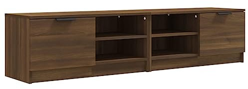 vidaXL 2X Muebles para TV Aparador Armario Estante Soporte Mobiliario Salón Sala de Estar Dormitorio Contrachapado Marrón Roble 80x35x36,5 cm