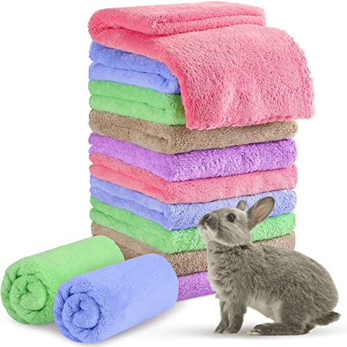 Tatuo 10 Mantas Suaves para Mascotas Mantas de Cama para Dormir Forro Polar de Jaulas para Animales Pequeños Conejillo de Indias Cobaya Hámster Perro Cachorro Gato (Color Mixto, 35 x 75 cm)