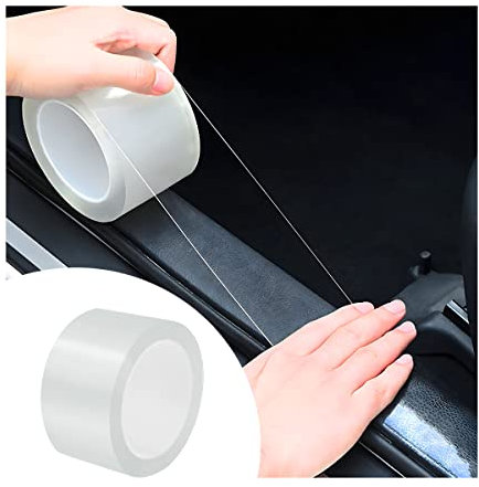 CGEAMDY Pellicola Adesiva Protezione Paraurti Portiere, Auto Universali Protettive Autoadesive Striscia, Protezione Antiscivolo Nastro Impermeabile Antigraffio Invisibile per Sottoporta（Trasparente1）