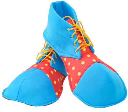 Clown Shoes Adult Men Women Funny Costume Accessories Round Head Shoes Prom Props Halloween (Blue+Red)