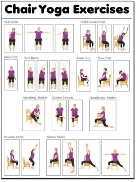 ESyem Yoga-Übungsposter für Senioren - Stuhl, Yoga-Raum, Leinwand, Malerei, Drucke, Wandkunst, Bilder für Wohnzimmer, Schlafzimmer, Dekoration, 40 x 51 cm