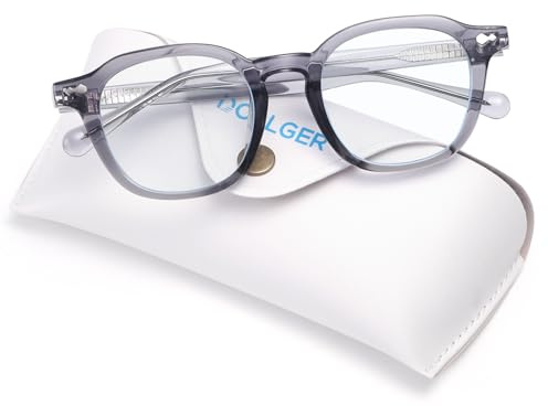 Dollger Blåljusfilter glasögon för män fyrkantiga blå ljusfilter glasögon stor ram glasögon anti-blått ljus PC TV-spel unisex, Grå, M