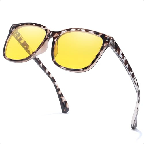 Myiaur Night Driving Glasses Women Polarised Anti Glare Yellow Tint UV400 | Night Vision Glasses, Headlight Glasses, for Nighttime/Rainy/Foggy