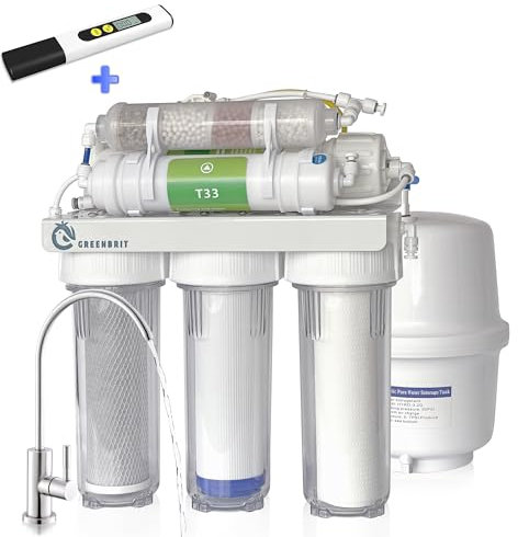 GreenBrit 6-Stage Reverse Osmosis Under-Sink Drinking Water Purifier + Free TDS Meter. [ RO Water Purification System ]