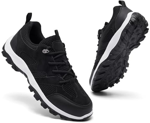 CYRUWOSH Zapatillas de senderismo para hombre, zapatillas de senderismo, zapatillas de correr, zapatillas deportivas, zapatillas de deporte, zapatos de ventilación ultraligeros, Negro , 40 EU