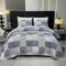 DECMAY Couvre-lit 220 x 240 cm - Gris - Couvre-lit Patchwork pour lit Double - Couvre-lit 3 pièces avec Coussin - Microfibre - Design Romantique et Confortable