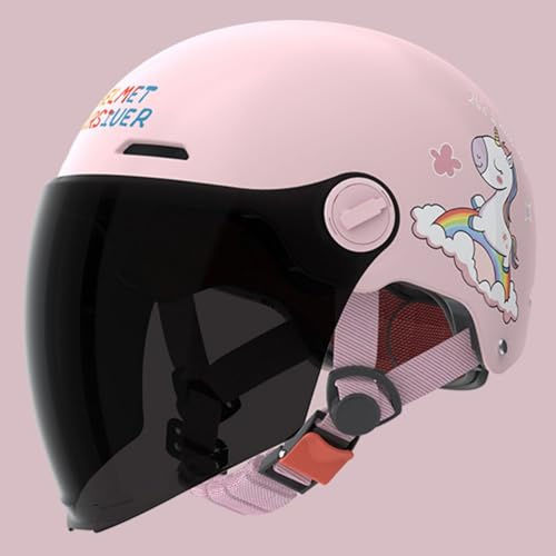 Casco De Moto Para Niños, Casco De Scooter, Casco Jet Con Visera Solar, Casco Bonito, Casco De Scooter Para Niña, Casco De Ciclomotor Para Niño, Para Niños De 3 A 12 Años G,50-56cm