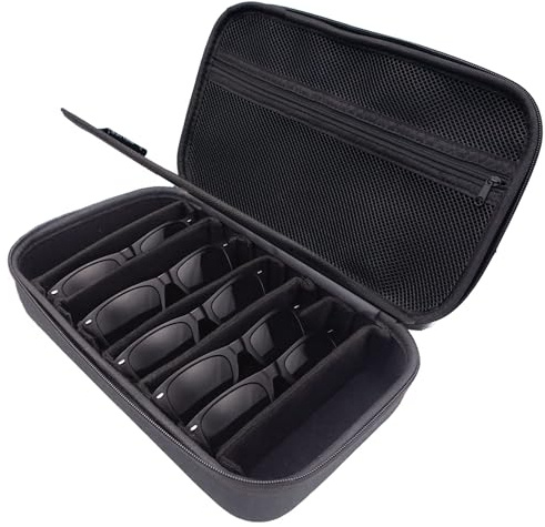 stuff from above - Sonnenbrillen Etui mit Hardcase für mehrere Brillen (für 8 Stück) Brillenaufbewahrung mit weichem Innenfutter, Reißverschluss & Fach - Brillenetui/Brillenbox Organizer für Reisen