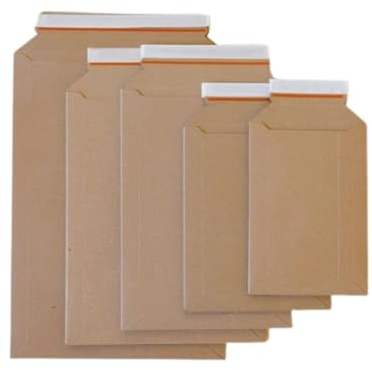 50 Stück Versandtaschen Karton 350x250mm Format DIN A4 von MA-Verpackungen- portooptimierte Versandtaschen Pappe, selbstklebend mit Aufreißfaden –Füllhöhe bis 50mm