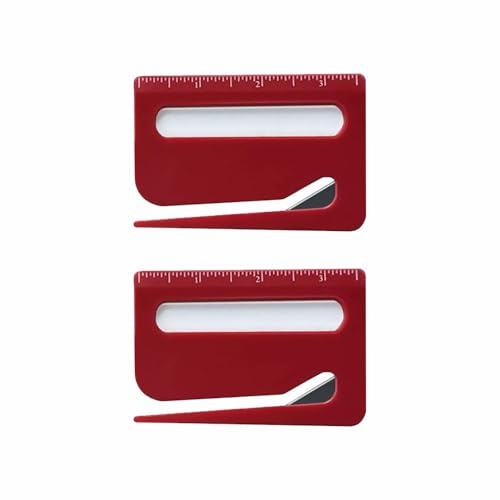 2-pack brevöppnare, 3-i-1 bärbar kuvertskärare med förstoringsglas och linjal, minipaket i plast för kontor, hem, skola (röd)