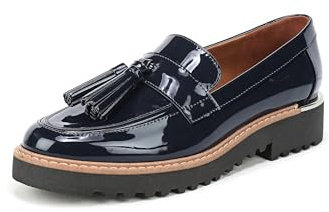Franco Sarto Carolynn Lug Sole Loafer, Mocasín Plano Mujer, Charol Azul Marino Tintado, 38.5 EU