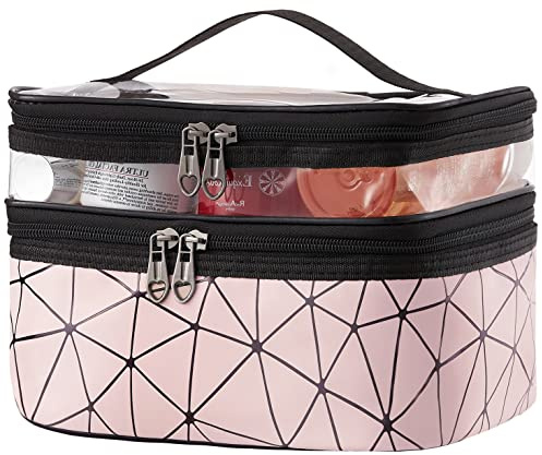 Larlary Borsa da Toilette, Beauty Case da Viaggio, Impermeabile Borsa Cosmetica Doppio Strato Donna, per conservare cosmetici e articoli da toeletta