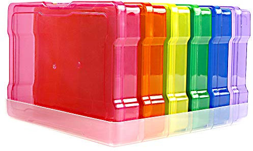 novelinks Transparent 4 x 6 Photo Storage Boxes - Photo Organizer Cases - 6 PACK (Multi-colored)