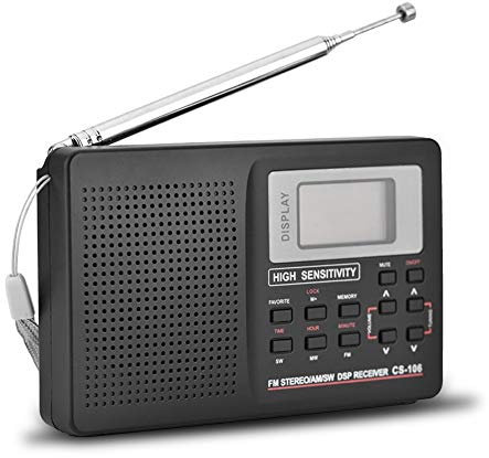 Portable FM/AM/SW/LW/TV Radio with Full Frequency Reception and Auto Backlight Support Micro USB Port Power Supply Time Alarm Function