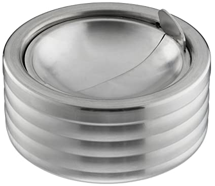 2 x Windaschenbecher, Klappdeckel, draußen & drinnen, rostfreier Edelstahl, runder Ascher, HxD: 5,5 x 11,5, silber