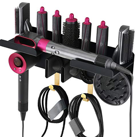 Kyrio 2-in-1-Wandhalterung für Dyson Airwrap Styler und Supersonic Haartrockner, Organizer, Aufbewahrungsregal, Ständer, kompatibel mit Dyson Haartrockner, Fässer, Diffusordüsen