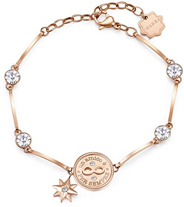Brosway Chakra Infinity Friendship Armband BHKB046 316L Steel PVD Rose Gold med Crystal