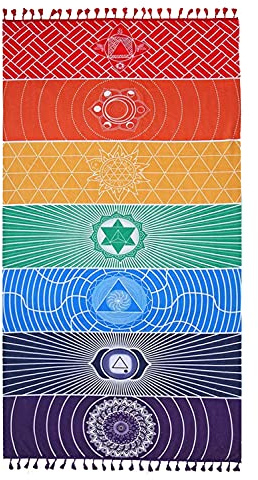Bssowe Coperta Yoga Arcobaleno, Arazzo Parete Mandala, Arazzo Parete Yoga Mandala, Avvicina le Persone alla Natura, Multifunzionale, può Essere Utilizzato Sia All'Interno Che All'Esterno, 150 x 75 cm