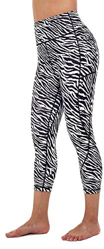 Flatik Sport Leggins für Damen Sporthose mit Tasche Fitnesshose Blickdicht Gym Capri Leggings M