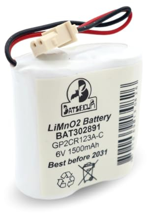 BATSÉCUR - Batteria Allarme BAT302891 Compatibile con Visonic GP2CR123A, 103-302891, 103-302915, GP2CR123A-C e BENTEL BW-BAT891-6V 1500mAh LiMnO2