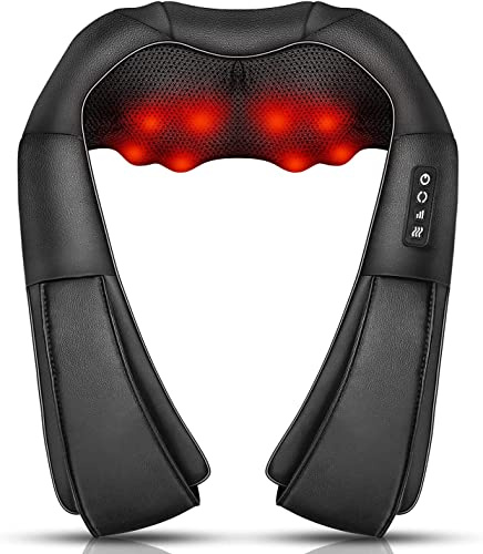 Nackmassageapparat med värme, iKristin massageapparat nacke axel lindrar axel-, rygg-, fot- och bensmärtor | 3D djupmassage lindrar smärta i nacke, rygg och midja. Perfekt för hem, kontor och resor - perfekt för familj