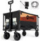 Sekey Folding Festival Trolley with Brake, 330LB Capacity Heavy Duty Beach Cart, Breathable & Quick-Dry, 200L Camping Wagon on All-Terrain Wheels, Adjustable Handle, Drink Holders, Black&Orange