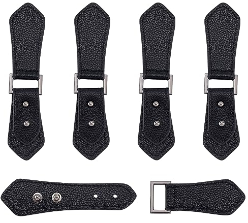 AHANDMAKER 5 Sets PU-Leder-Umhang-Verschlüsse, schwarze Knebelverschlüsse zum Aufnähen, Nähen, Knebelknöpfe, Metallschnalle, Clips, Duffle-Jacken-Schnalle, Ersatz-Knebelschnallen für DIY Handwerk