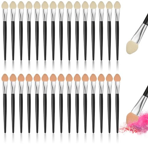 Lot de 30 pinceaux applicateurs de fard à paupières, pinceau éponge de maquillage, 7,5 cm, pointe en mousse réutilisable, pinceau applicateur de fard à paupières, ensemble de pinceaux lavables pour