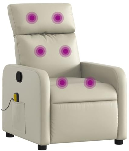 vidaXL Poltrona da Massaggiante Reclinabile Crema Similpelle