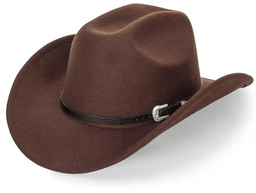 Cowboy Hat for Women and Men, Western Suede Hat Panama Hats Cowboy & Cowgirl Hat Felt Wide Brim Women Men Fedora Hats, Coffee