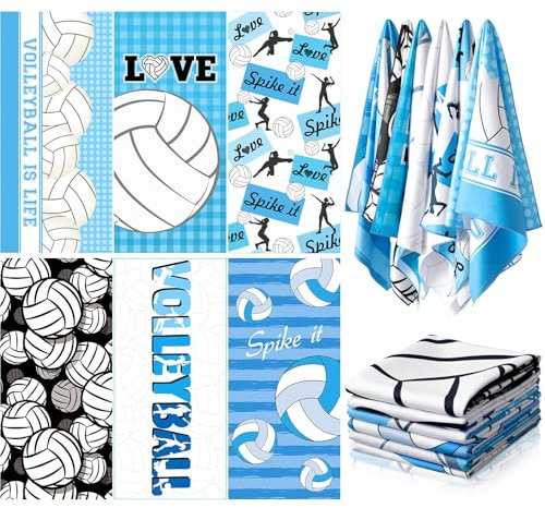 VitalCozy 6 Pack Large Volleyball Beach Towel 28 x 59 Inch Inspirational Team Pool Towel Microfiber Oversized Quick Dry Lightweight for Volleyball Team Woman Girls Bath Swimming Gift Sport Party Favor