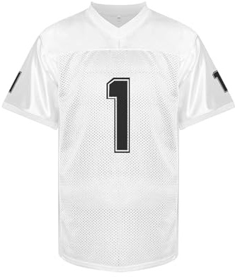 KUAIPAO Men's No Name Football Jersey #1#11#26#31 White Stitched(2XL, White1)