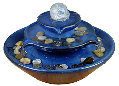 UQACHG Fontane da Tavolo Fontane da Tavolo per Il Relax al Chiuso con Luce A LED Decorazione per Ufficio Domestico Meditazione Acqua Fontana da Tavolo in Ceramica FO,A