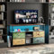 EIFSON LED TV Schrank, Lowboard Fernsehschrank für 65 Zoll und kleinere Fernseher, LED-Farbwechsel 137cm Fernsehtisch mit offenem Stauraum und 4 Schubladen, TV Tisch, TV Möbel, TV-Regal, Mehrfarbig