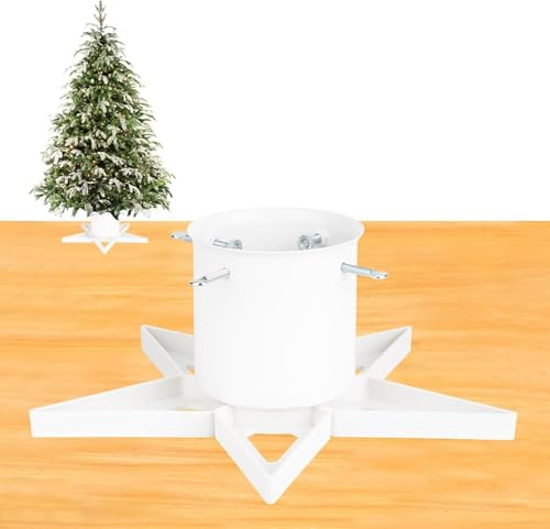 White Christmas Tree Stand Xmas Tree Base Stand for 6.5ft Real Tree Christmas Tree Holder Fits Up to 4.7 Xmas Tree Trunks for Christmas Tree Party Ornaments