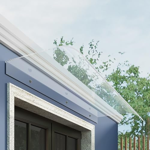 Auvent de porte invisible en polycarbonate transparent - Abri de pluie pour garage et terrasse - Bâche imperméable - 40 x 60 cm
