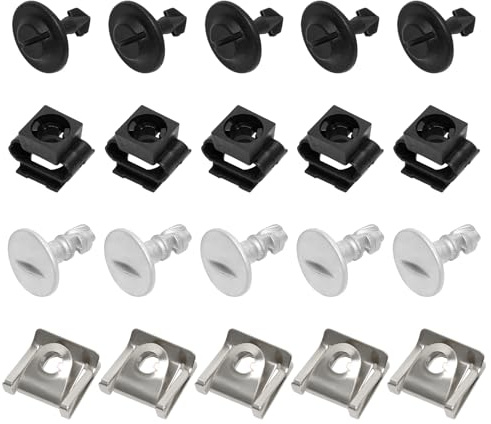 Pack of 20 Underbody Protection Mounting Clips, Underrun Protection Screws and Sheet Nuts Assortment Car, Engine Protection Underbody Replaceable Protection Repair Clips for A4 A6 B5