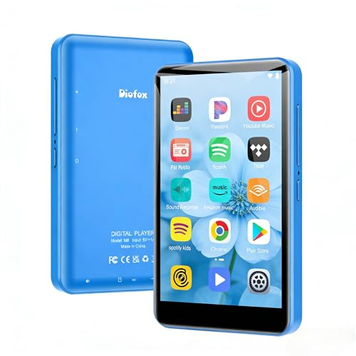 Reproductor MP3 de 80GB con Bluetooth y WiFi, Reproductor MP3 Diofox Spotify, Reproductor MP4 Android Kinder con Pantalla táctil de 4.0 Pulgadas, Radio FM, Amazon Music, Play Store, Grabadora