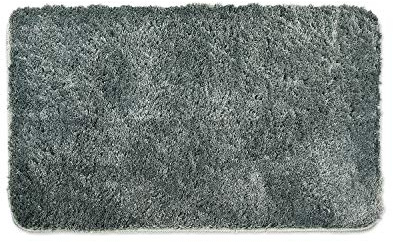WohnDirect Badezimmerteppich 60x100 cm Grau – Badematte Flauschig & rutschfest, Saugstarker Badvorleger Mikrofaser, Waschbarer Läufer, für Fußbodenheizung geeignet