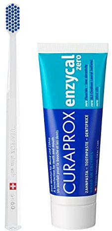 Curaprox Set 1x ultrasoft Zahnbürste CS 5460 und 1x Zahnpasta Enzycal zero ohne Fluorid, ohne SLS, ohne Menthol, 75ml