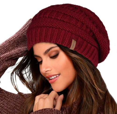 FURTALK Bonnet en Tricot pour Femme Ligne Polaire Casquette de Ski Chapeau d'hiver Ample pour Femme