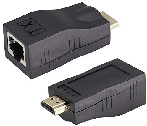 zdyCGTime 1080P HDMI male to RJ45 female converter 4k Network ethernet adapter,HDMI Extender by cat.6/6e cable,HDMI repeater, HDTV extender for HDTV PS4 STB 4K 2K.(Black/2Pack)