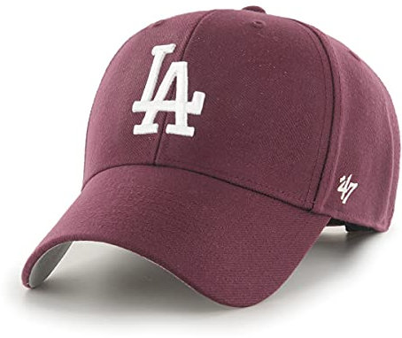 '47 MLB Los Angeles Dodgers MVP Unisex-Baseballkappe, Verstellbar, Hochwertiges Design, White Logo, Dark Maroon