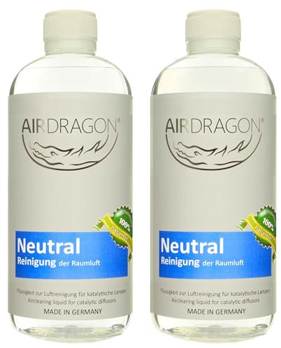 AIRDRAGON Duft-Set - 2 x 1L NEUTRAL - katalytischer Raumduft ohne künstliche Duftstoffe - natürlicher Raumduft mit naturreinem ätherischem Duft-Öl für jede katalytische Lampe - Made in Germany